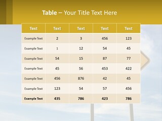 A Yellow Sign With An Arrow Pointing To The Right PowerPoint Template