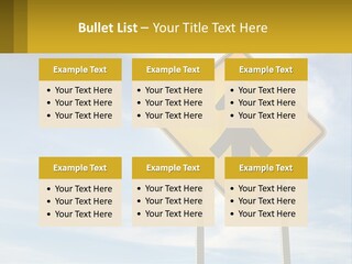 A Yellow Sign With An Arrow Pointing To The Right PowerPoint Template