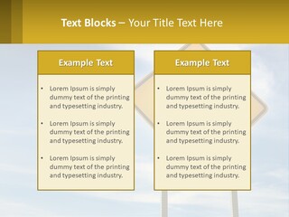 A Yellow Sign With An Arrow Pointing To The Right PowerPoint Template