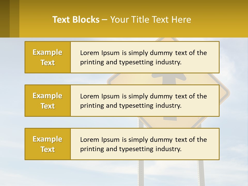A Yellow Sign With An Arrow Pointing To The Right PowerPoint Template