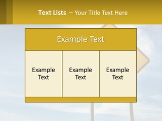 A Yellow Sign With An Arrow Pointing To The Right PowerPoint Template