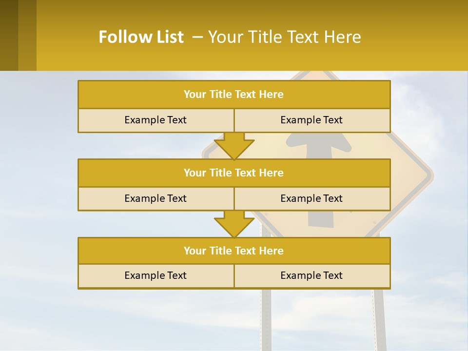 A Yellow Sign With An Arrow Pointing To The Right PowerPoint Template