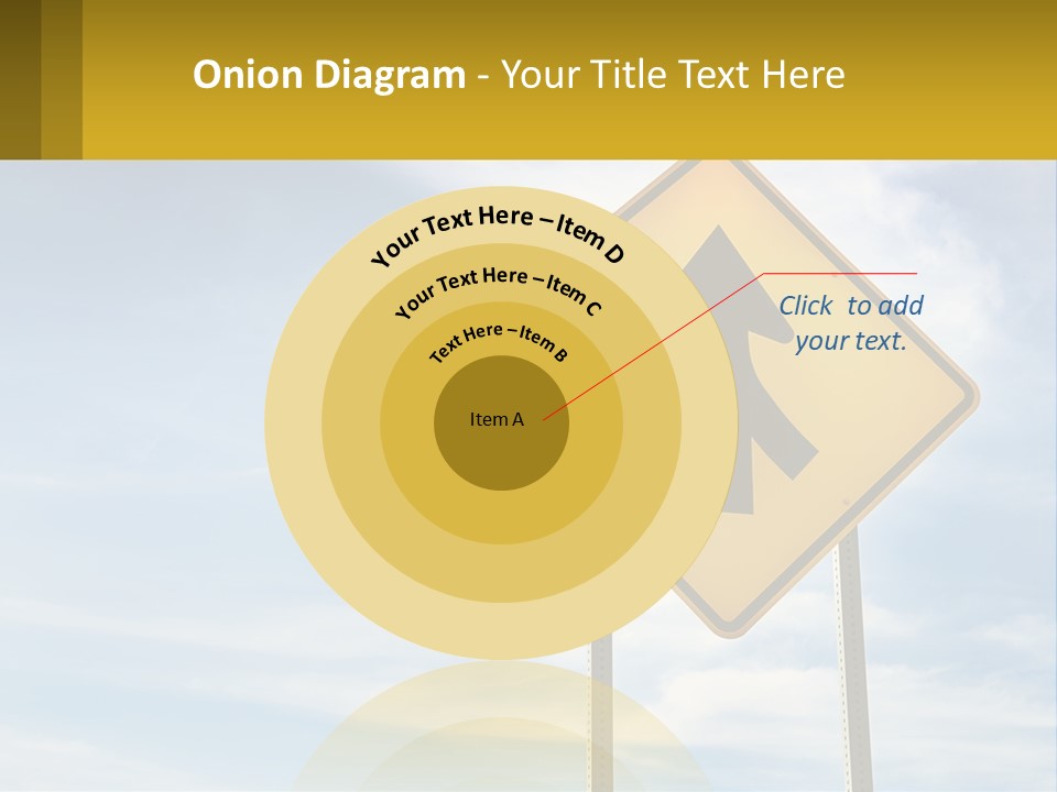 A Yellow Sign With An Arrow Pointing To The Right PowerPoint Template