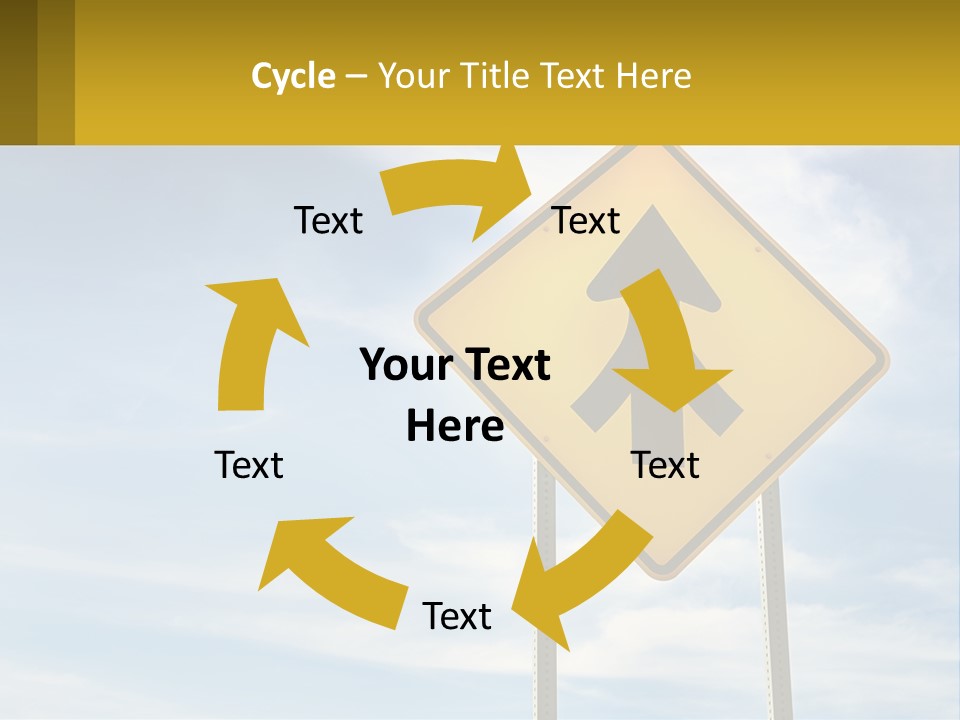 A Yellow Sign With An Arrow Pointing To The Right PowerPoint Template
