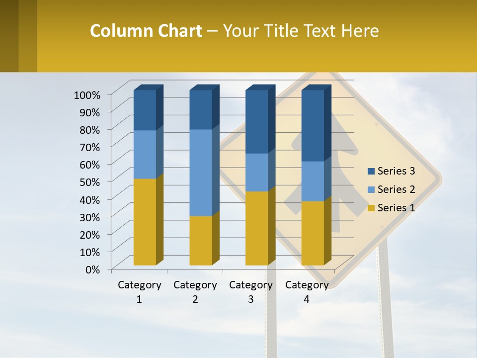 A Yellow Sign With An Arrow Pointing To The Right PowerPoint Template