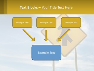 A Yellow Sign With An Arrow Pointing To The Right PowerPoint Template