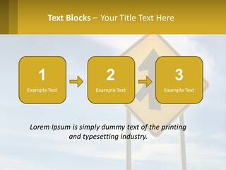 A Yellow Sign With An Arrow Pointing To The Right PowerPoint Template