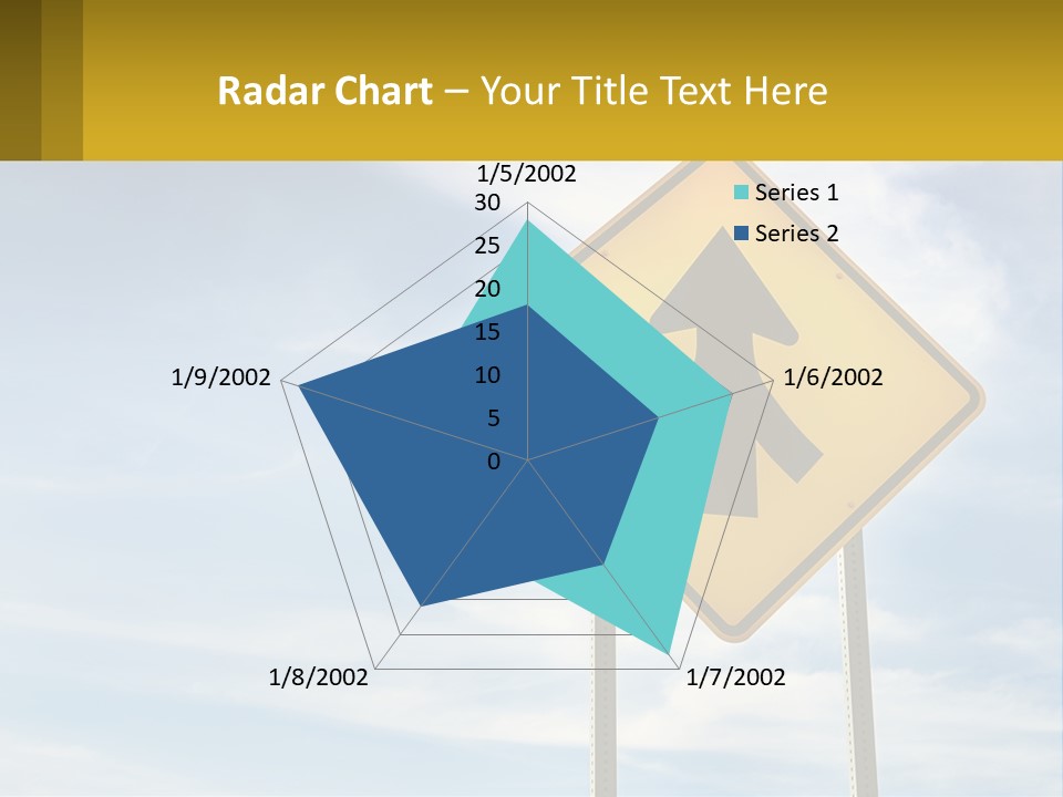 A Yellow Sign With An Arrow Pointing To The Right PowerPoint Template