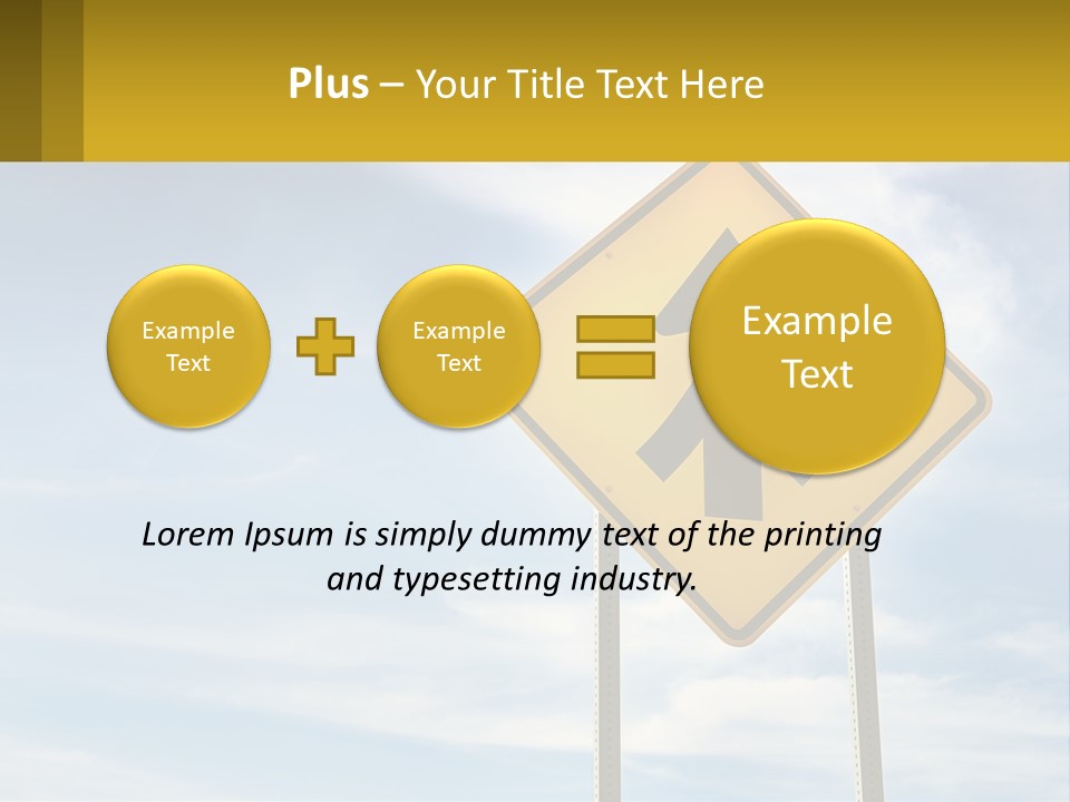 A Yellow Sign With An Arrow Pointing To The Right PowerPoint Template