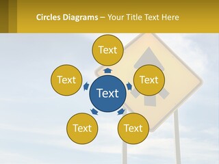 A Yellow Sign With An Arrow Pointing To The Right PowerPoint Template