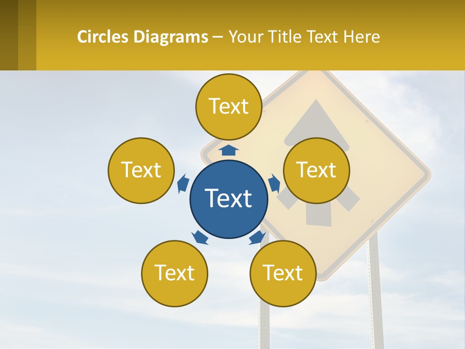 A Yellow Sign With An Arrow Pointing To The Right PowerPoint Template