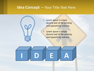 A Yellow Sign With An Arrow Pointing To The Right PowerPoint Template