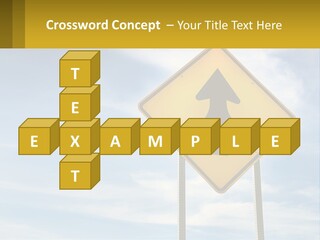 A Yellow Sign With An Arrow Pointing To The Right PowerPoint Template