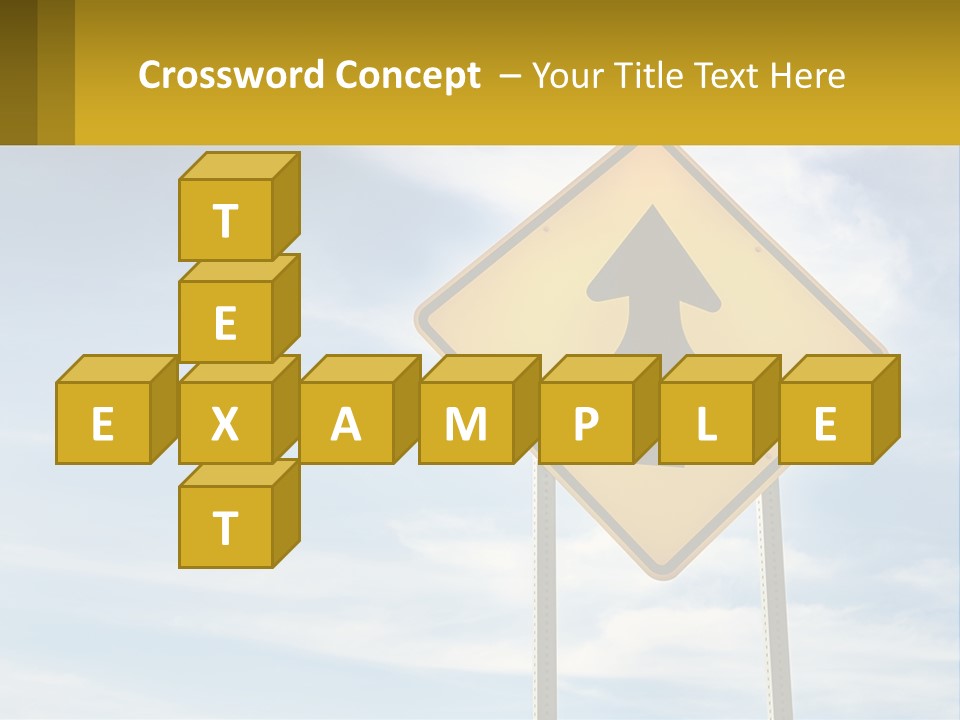 A Yellow Sign With An Arrow Pointing To The Right PowerPoint Template