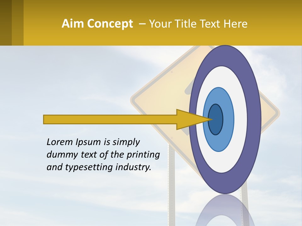 A Yellow Sign With An Arrow Pointing To The Right PowerPoint Template