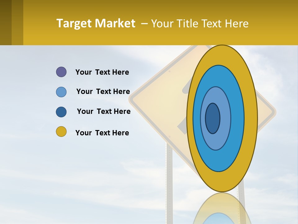 A Yellow Sign With An Arrow Pointing To The Right PowerPoint Template