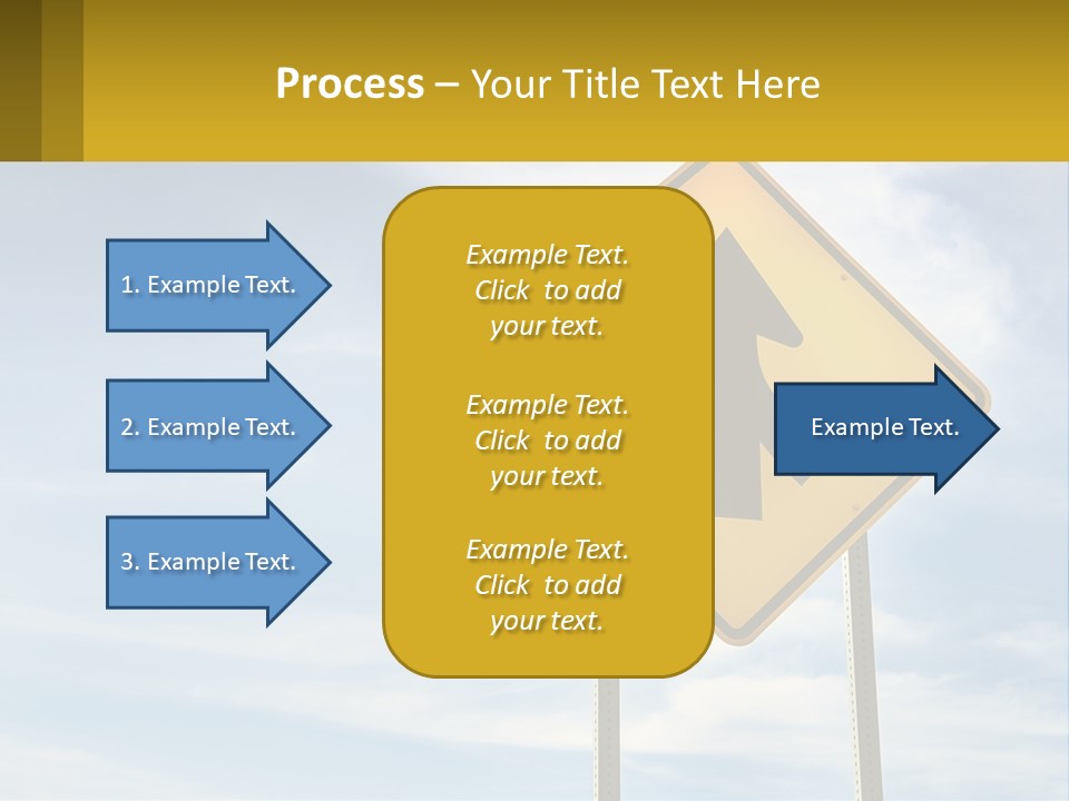 A Yellow Sign With An Arrow Pointing To The Right PowerPoint Template