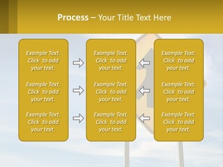 A Yellow Sign With An Arrow Pointing To The Right PowerPoint Template