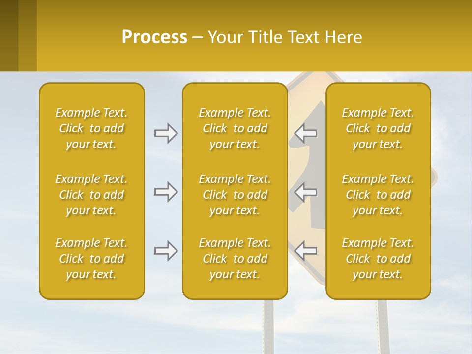 A Yellow Sign With An Arrow Pointing To The Right PowerPoint Template