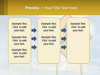 A Yellow Sign With An Arrow Pointing To The Right PowerPoint Template
