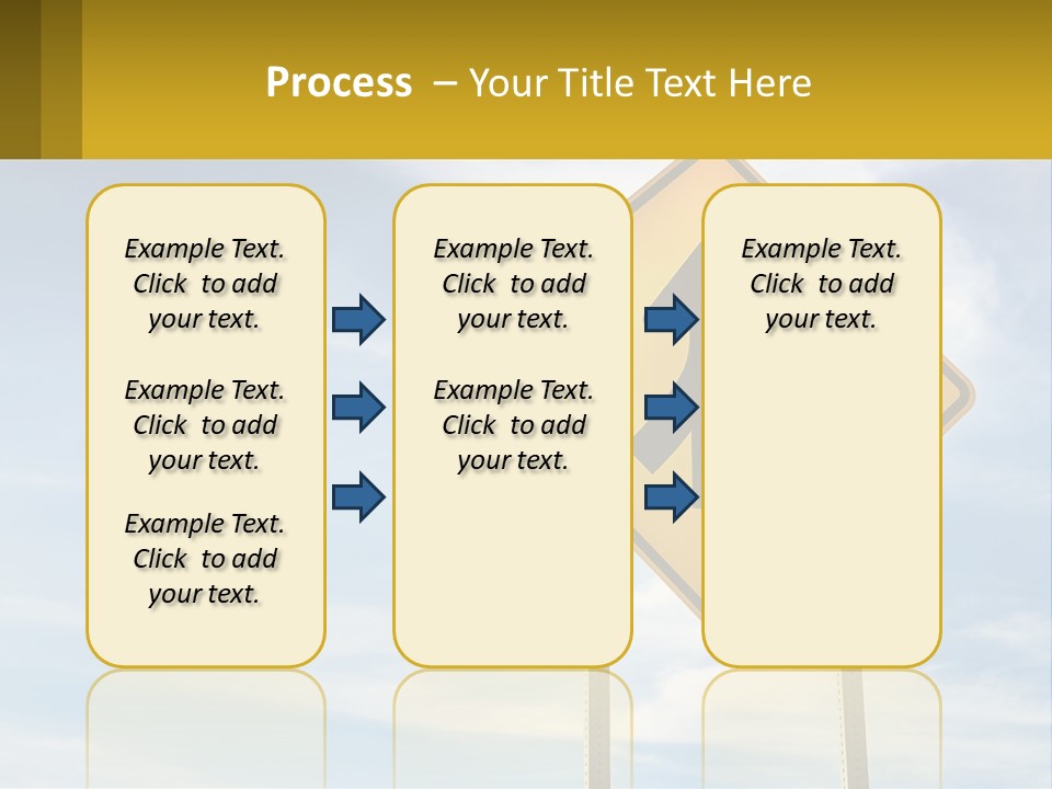 A Yellow Sign With An Arrow Pointing To The Right PowerPoint Template