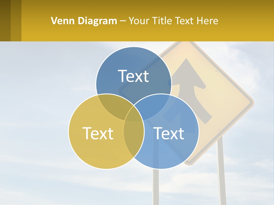 A Yellow Sign With An Arrow Pointing To The Right PowerPoint Template