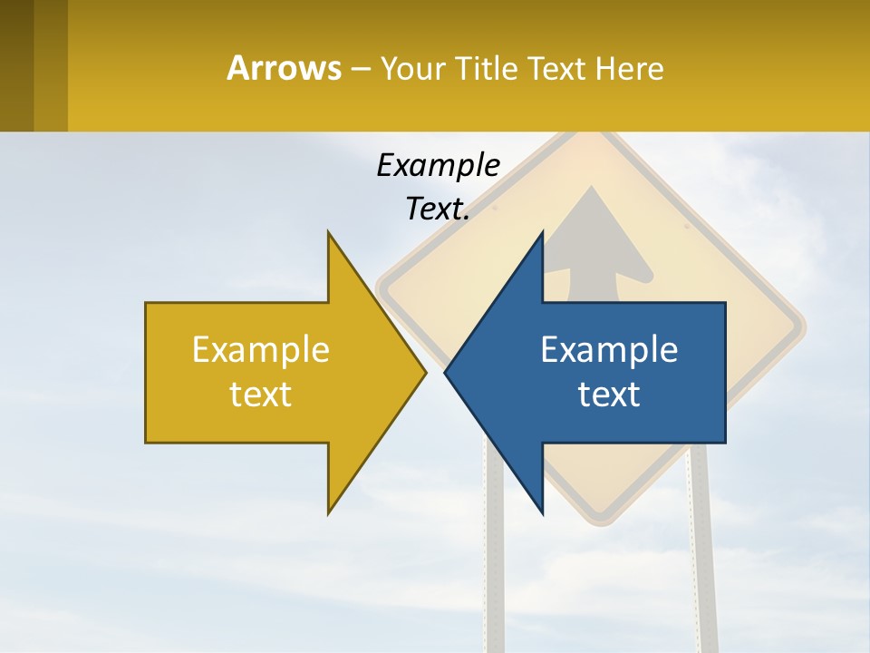 A Yellow Sign With An Arrow Pointing To The Right PowerPoint Template