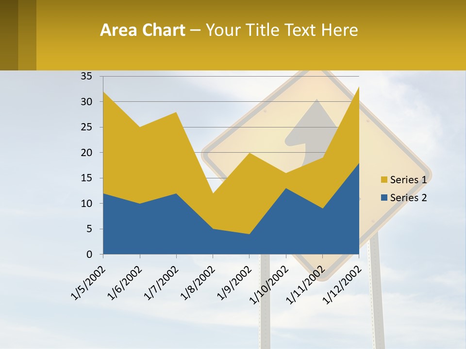 A Yellow Sign With An Arrow Pointing To The Right PowerPoint Template
