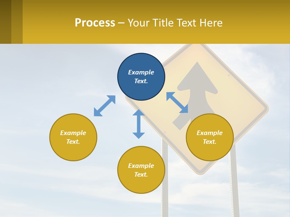 A Yellow Sign With An Arrow Pointing To The Right PowerPoint Template