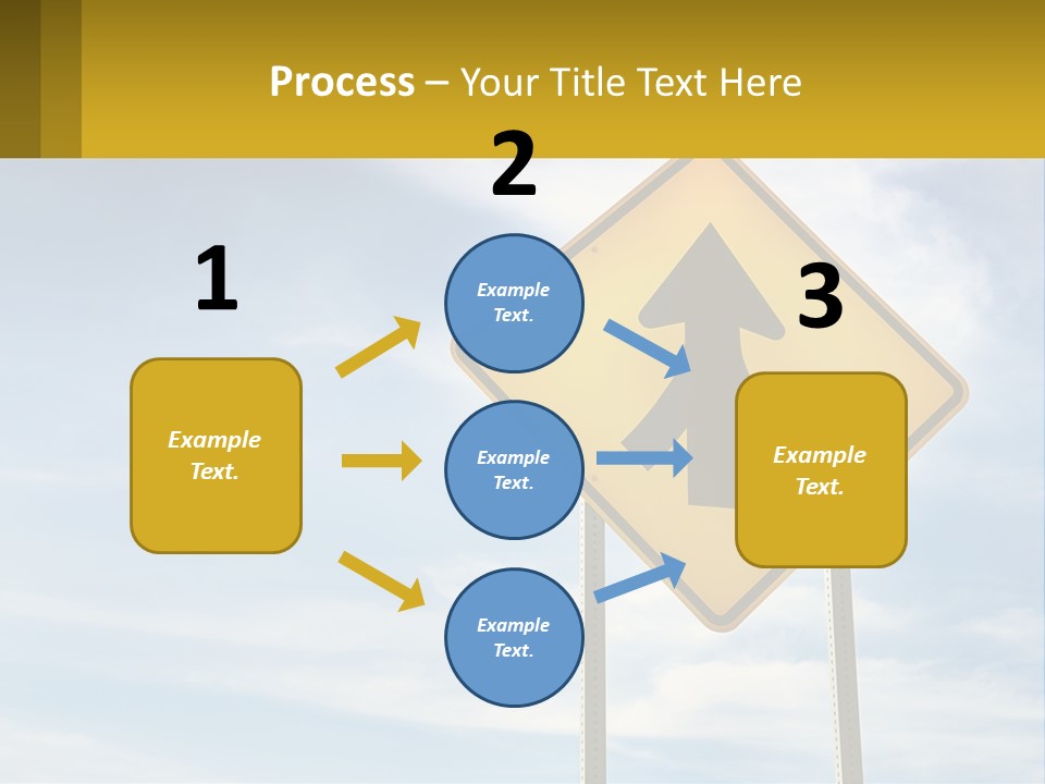A Yellow Sign With An Arrow Pointing To The Right PowerPoint Template
