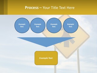 A Yellow Sign With An Arrow Pointing To The Right PowerPoint Template