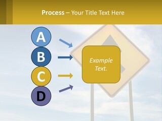 A Yellow Sign With An Arrow Pointing To The Right PowerPoint Template
