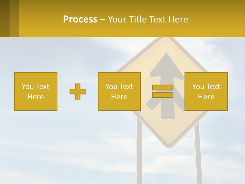 A Yellow Sign With An Arrow Pointing To The Right PowerPoint Template