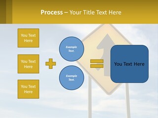 A Yellow Sign With An Arrow Pointing To The Right PowerPoint Template