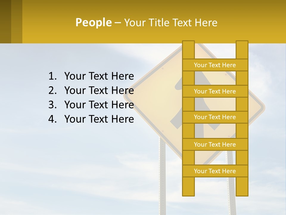 A Yellow Sign With An Arrow Pointing To The Right PowerPoint Template