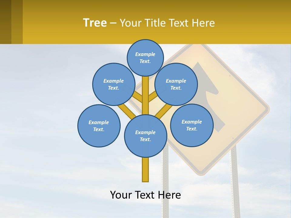 A Yellow Sign With An Arrow Pointing To The Right PowerPoint Template
