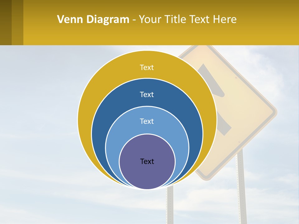A Yellow Sign With An Arrow Pointing To The Right PowerPoint Template