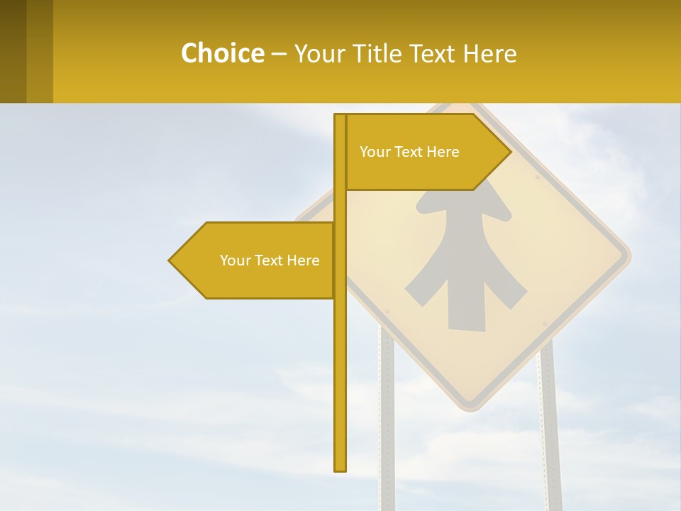 A Yellow Sign With An Arrow Pointing To The Right PowerPoint Template