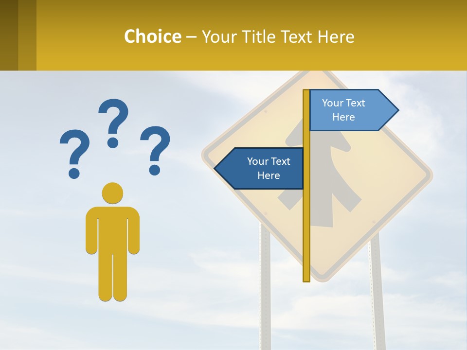 A Yellow Sign With An Arrow Pointing To The Right PowerPoint Template