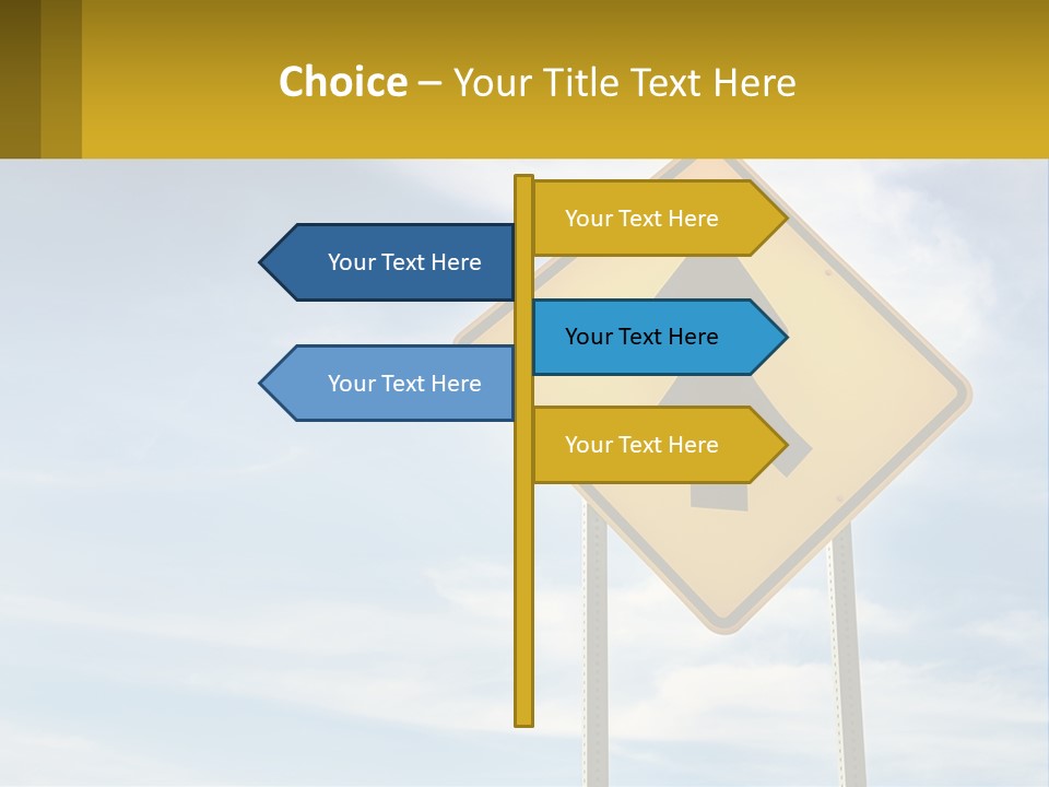 A Yellow Sign With An Arrow Pointing To The Right PowerPoint Template