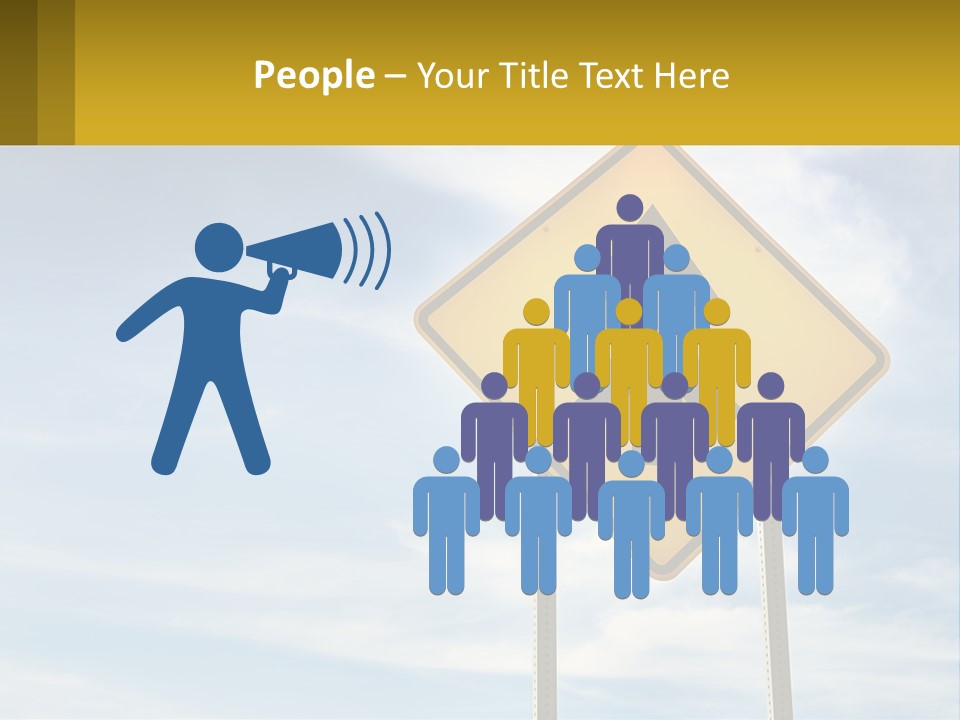 A Yellow Sign With An Arrow Pointing To The Right PowerPoint Template