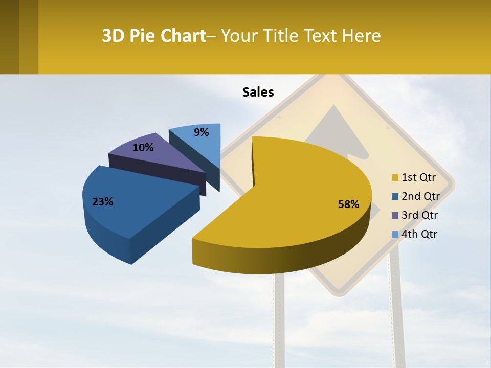A Yellow Sign With An Arrow Pointing To The Right PowerPoint Template