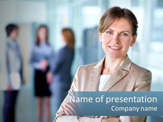 A Woman Standing In Front Of A Group Of People PowerPoint Template