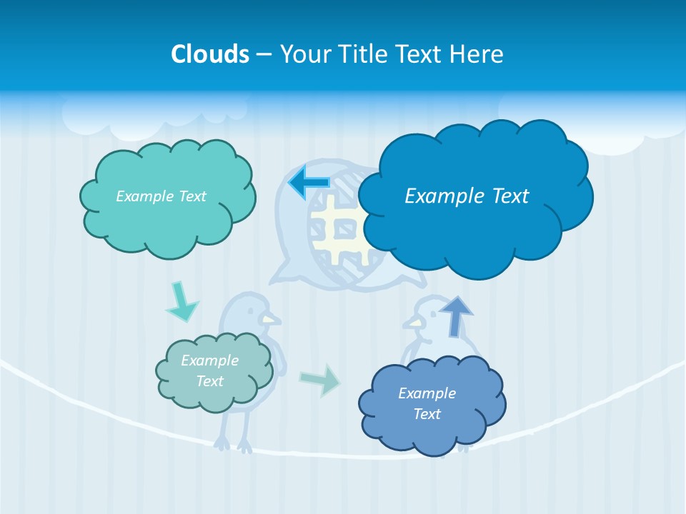 Two Birds Sitting On A Wire With A Speech Bubble PowerPoint Template