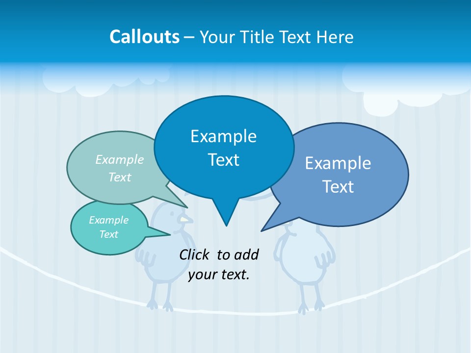 Two Birds Sitting On A Wire With A Speech Bubble PowerPoint Template
