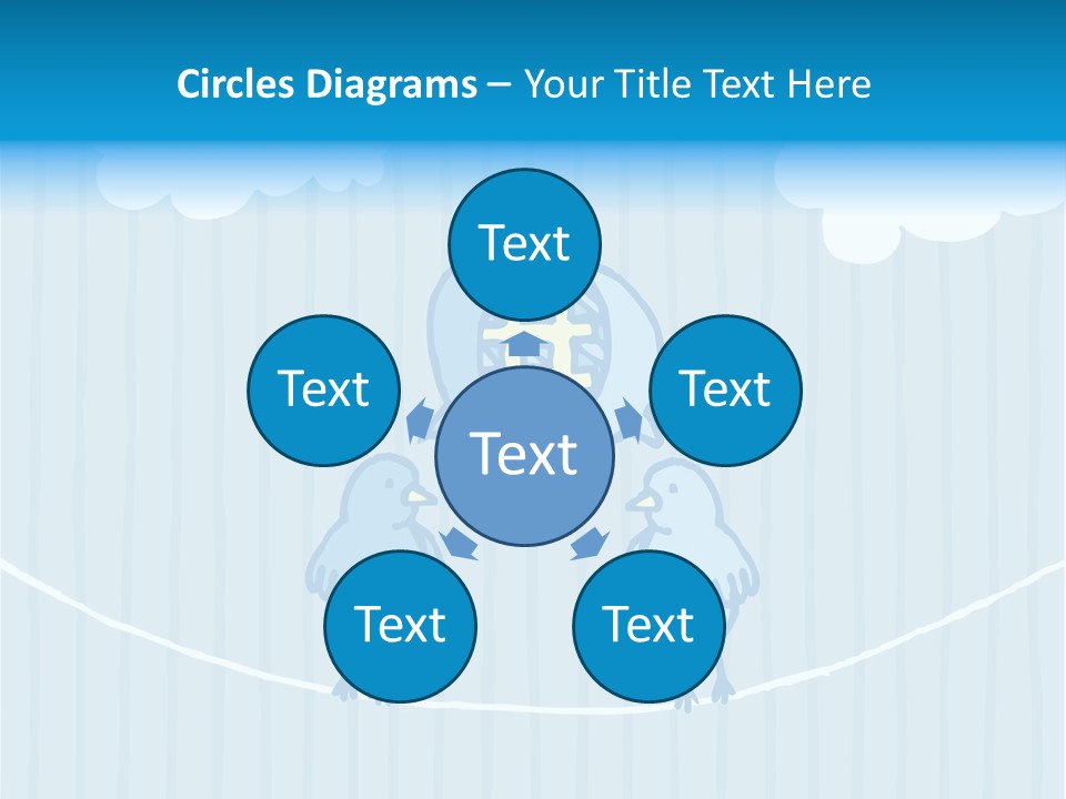 Two Birds Sitting On A Wire With A Speech Bubble PowerPoint Template