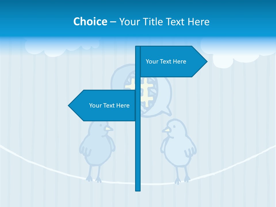 Two Birds Sitting On A Wire With A Speech Bubble PowerPoint Template