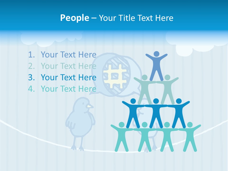 Two Birds Sitting On A Wire With A Speech Bubble PowerPoint Template