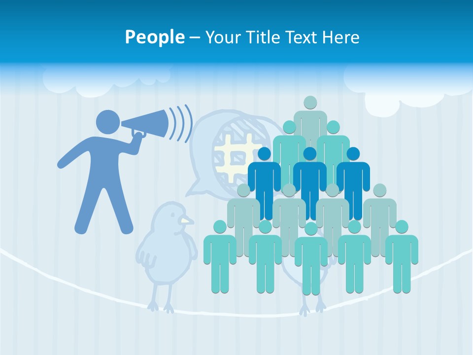 Two Birds Sitting On A Wire With A Speech Bubble PowerPoint Template