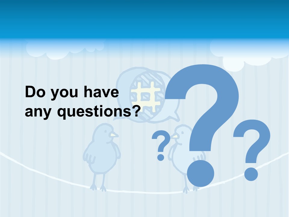 Two Birds Sitting On A Wire With A Speech Bubble PowerPoint Template